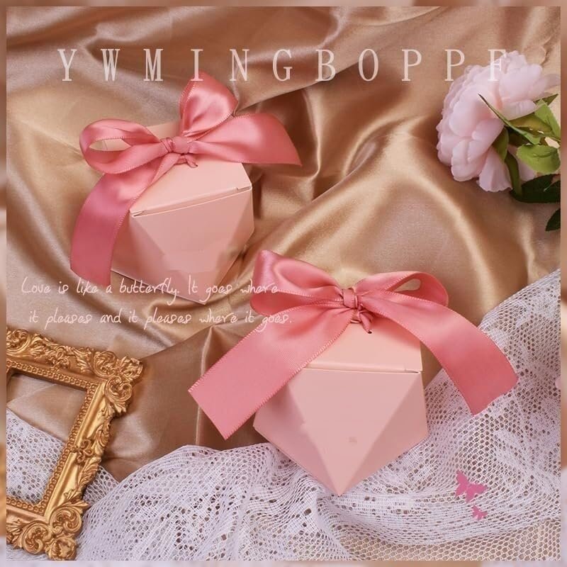 HEYDGBBZ Wedding Favour Paper Candy Treat Box 20pc Candy Treat Gift Box,Paper Party Bags, Wedding Candy Box Wedding Celebration Souvenir Bridesmaid Gift Box(Pink)