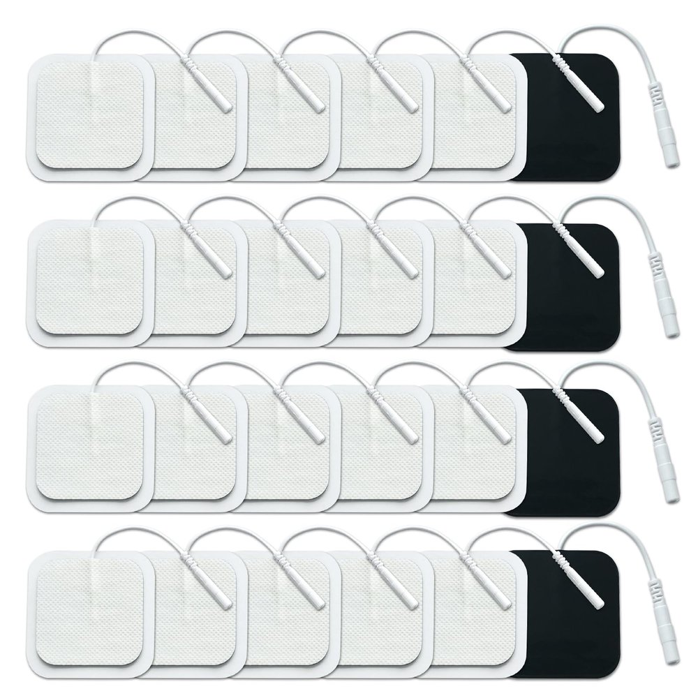 KASURE 24PCS TENS Unit Replacement Pads 40mm X 40mm, Replacement Electrode Pads for TENS Machine Reusable Self Adhesive Electrodes Pads Tens Machine Electrode Pads with Non-Irritating Design