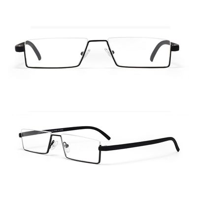 GSKFXJ Half Frame Readers Red Narrow Frame Reading Glasses For Women, Lightweight Half-Rim Presbyopia Glasses With Case(Black,+2.0)
