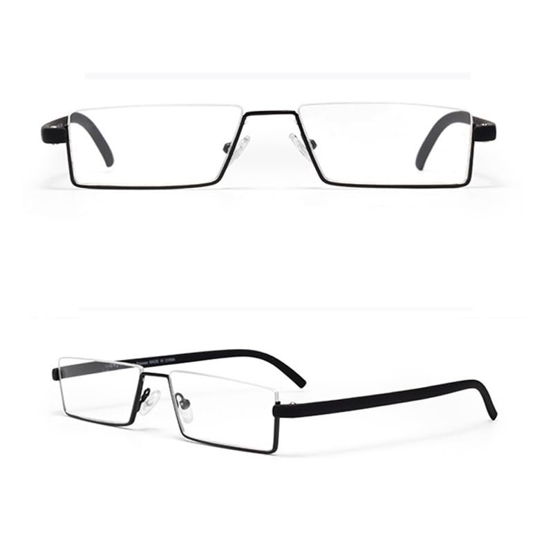 GSKFXJ Half Frame Readers Red Narrow Frame Reading Glasses For Women, Lightweight Half-Rim Presbyopia Glasses With Case(Black,+2.0)