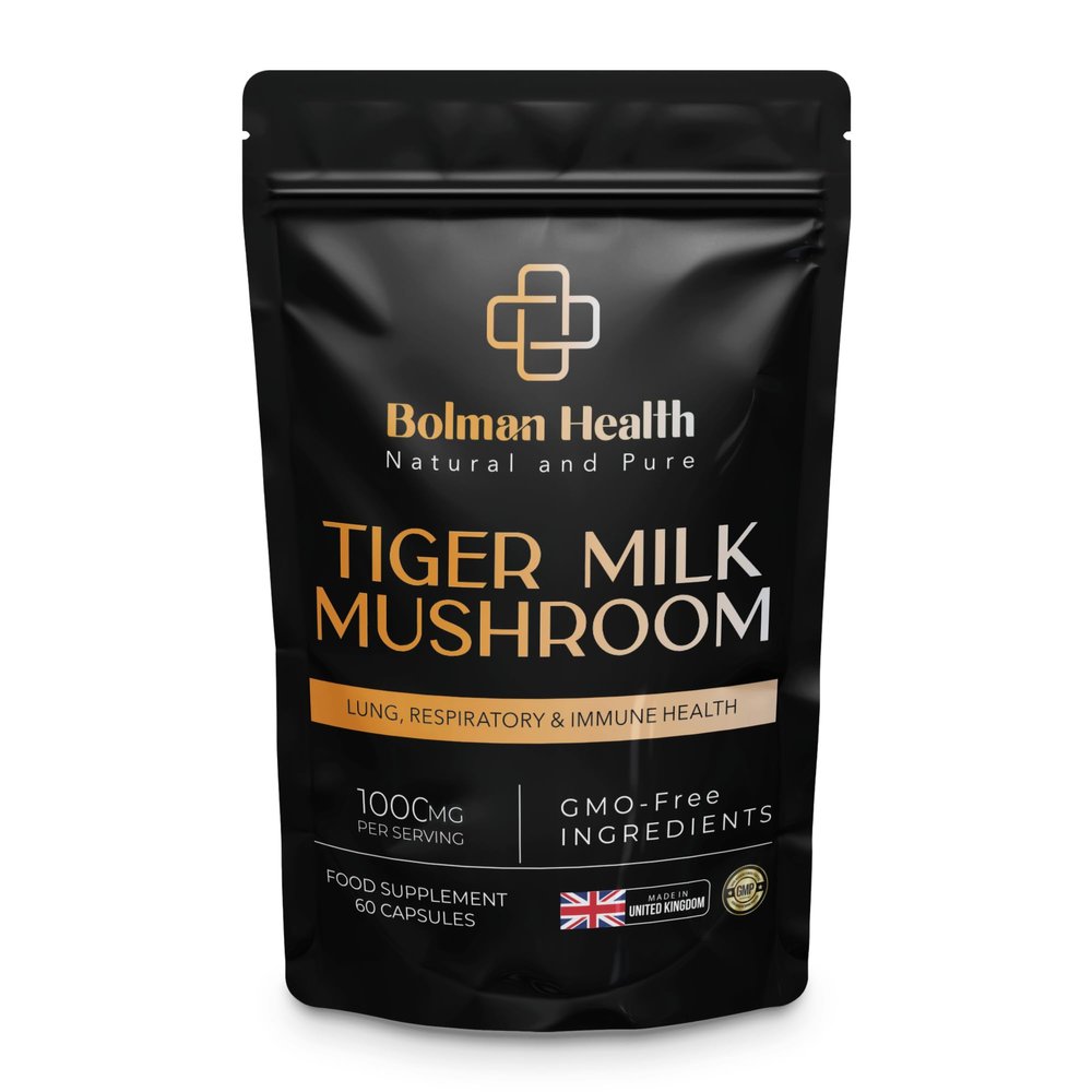 Tiger Milk Mushroom | 1000mg High Strength 30:1 Extract | Supports Lung Function, Respiratory Health, Immune Defence & Vitality | 60 Vegan Capsules | Non-GMO, Gluten-Free | Made in UK
