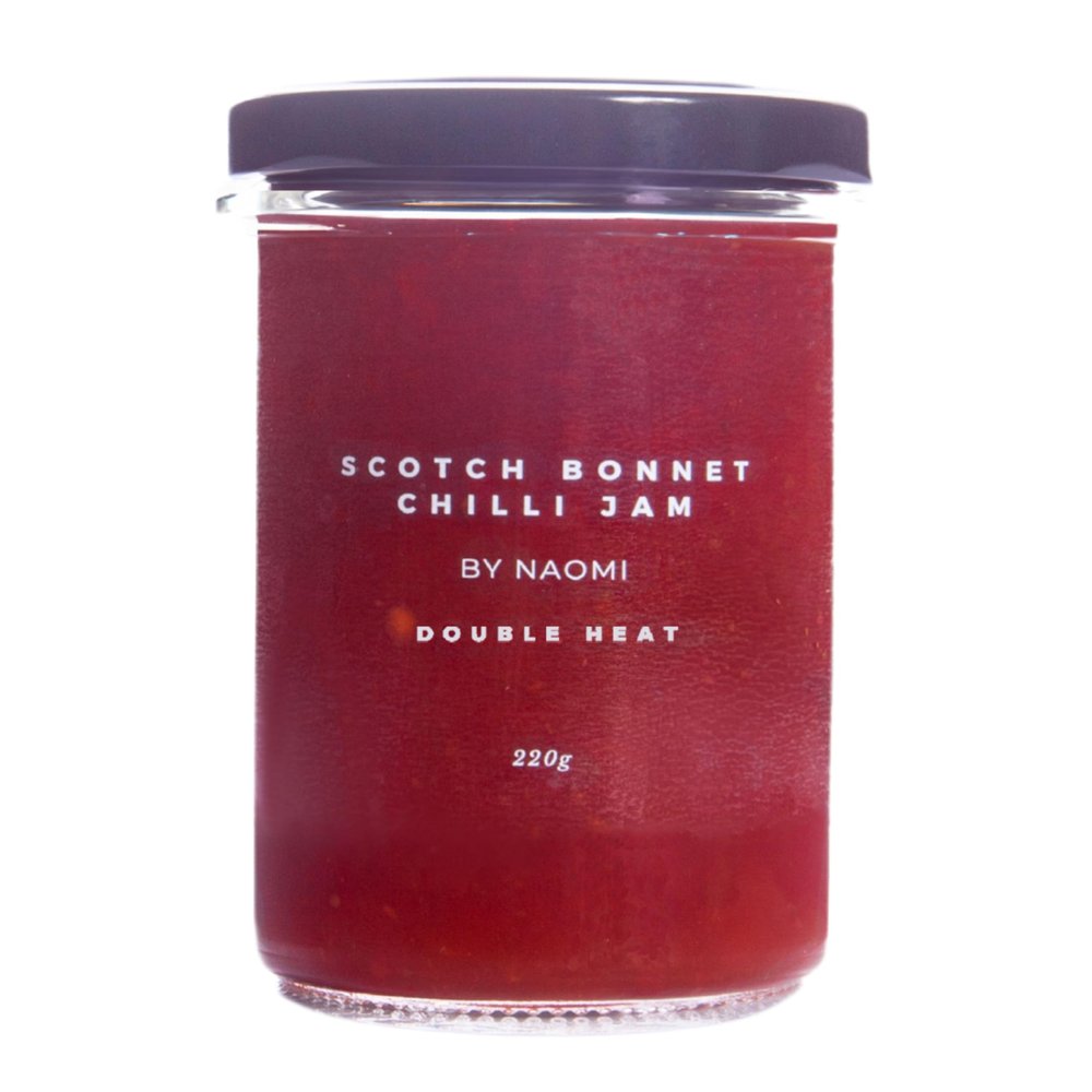 BY NAOMI Scotch Bonnet Chilli Jam 220g - Award-Winning Sweet Chilli Jam, Vegan & Vegetarian, Perfect for Cheese, Toasties, and More - Jams & Preserves Gifts (DOUBLE HEAT)