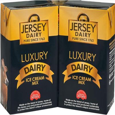 Jersey Dairy Luxury Soft Ice Cream & Thickshake Mix  2  1L Cartons, Creamy Premium Ice Cream Base