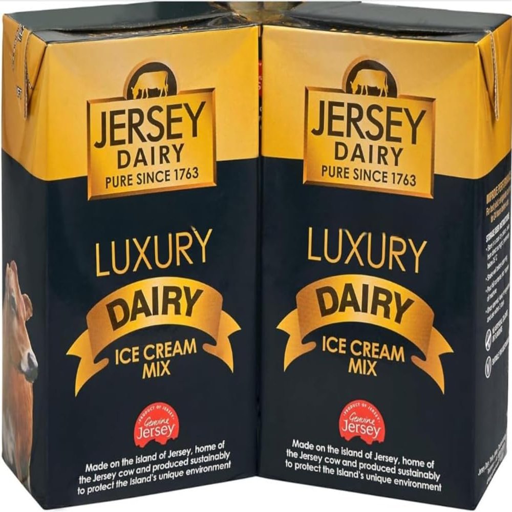 Jersey Dairy Luxury Soft Ice Cream & Thickshake Mix  2  1L Cartons, Creamy Premium Ice Cream Base