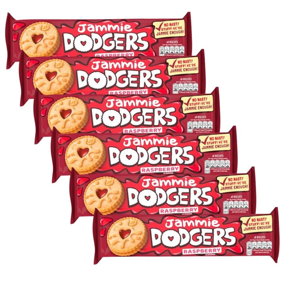 Biscuits & Crackers Bundle Pack with Jammie Dodgers Raspberry Biscuits 140g - 6 Pack | Shortcake biscuits with a raspberry flavoured apple jam, Suitable for vegetarians.