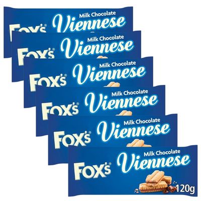 Biscuits & Crackers Bundle Pack with Fox's Biscuits Milk Chocolate Viennese 120g - 6 Pack | Viennese Biscuits Sandwiched with Milk Chocolate, Suitable for vegetarians.