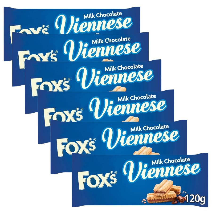 Biscuits & Crackers Bundle Pack with Fox's Biscuits Milk Chocolate Viennese 120g - 6 Pack | Viennese Biscuits Sandwiched with Milk Chocolate, Suitable for vegetarians.