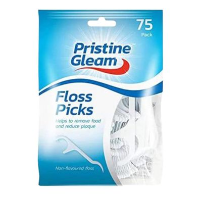 SOTL Pristine Gleam Dental Floss Sticks Picks Interdental Durable & Portable Toothpick Teeth Stick Tooth Picks Floss Picks Teeth Cleaning Family Travel (75 Pack)