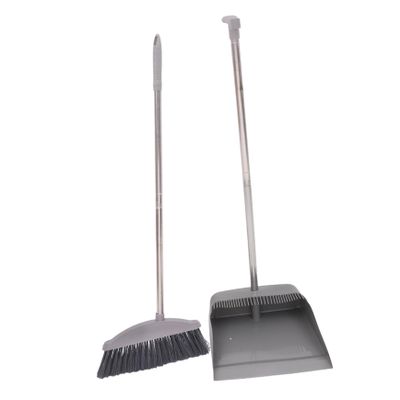Healvian Sweeping Brush Broom and Dustpan Combination Long Handle Broom Dustpan Cleaning Tools for Garden Home Style