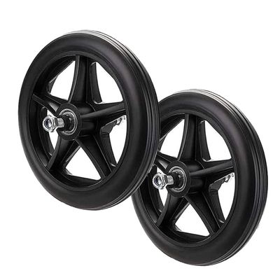 BEEGMA 2pcs Wheels Replacement For Wheelchairs 6in 7in 8in Rollator Wheels Anti-Slip Replacement Casters Black PVC Solid Tyre For Cart Rollators Walkers(8inch-19cm)