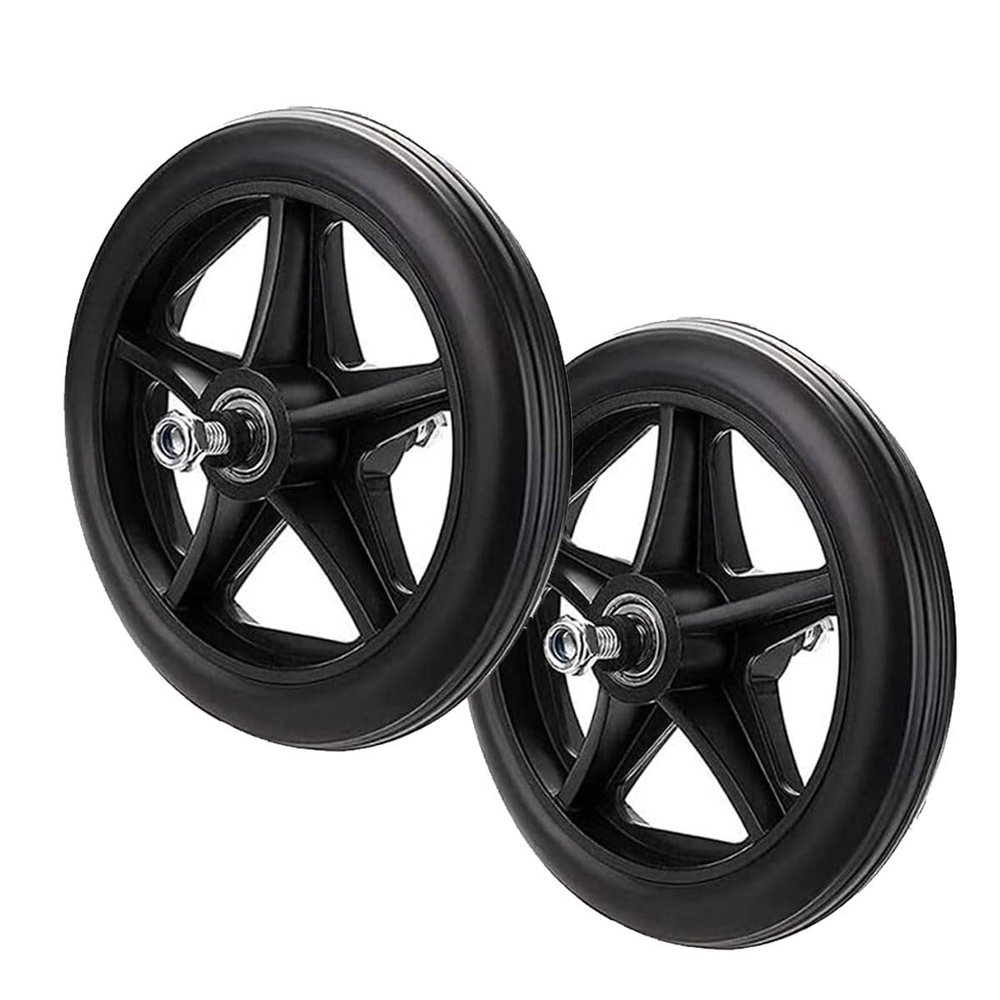 BEEGMA 2pcs Wheels Replacement For Wheelchairs 6in 7in 8in Rollator Wheels Anti-Slip Replacement Casters Black PVC Solid Tyre For Cart Rollators Walkers(8inch-19cm)