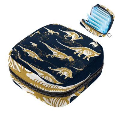 Sanitary Napkin Storage Bag, Portable Menstrual Cup Pouch, First Period Bag for Women Girls, Dinosaur-938 Zipper Menstruation Padded Purser