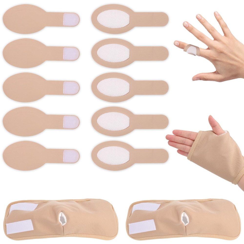 10pcs Castor Oil Finger Wraps & 2pcs Castor Oil Pack for Hands, Soft Cotton Castor Oil Thumb Wraps Comfort Wrap Castor Oil Wrap Pad Replacement for Relaxation