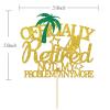 Halodete Officially Retired Cake Topper, Officially Retired Not My Problem Cake Topper, Retirement Party Cake Decorations Gold Glitter view 2