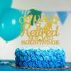 Halodete Officially Retired Cake Topper, Officially Retired Not My Problem Cake Topper, Retirement Party Cake Decorations Gold Glitter view 4