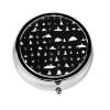 (Black & White Trees) Round Pill Box,3 Compartment Pill Box Mini Decorative Pocket Purse Portable Travel Medicine Tablet Vitamin Holder Organizer Pill Case view 2