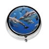 (Killer Whale Print) Round Pill Box,3 Compartment Pill Box Mini Decorative Pocket Purse Portable Travel Medicine Tablet Vitamin Holder Organizer Pill Case view 2