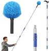 ISIVOVE Cobweb Duster with Extension Pole, 5-8 ft Adjustable Telescopic Pole, Medium Stiff Bristles, Lightweight Spider Web Brush for High Ceilings, Walls, Indoor & Outdoor Cleaning, Blue view 1