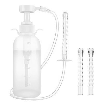 CENPEK Reusable Vaginal Douche with 3 Nozzles 300ml Female Vaginal Cleansing System Anal Douche Portable Kit Manual Pressure Enema for Men and Women