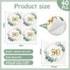 40Pcs 50th Birthday Napkins, Sage Green Napkins Eukalyptus Gold 50th Anniversary Party Serviettes for Cocktail Wedding Anniversary view 3