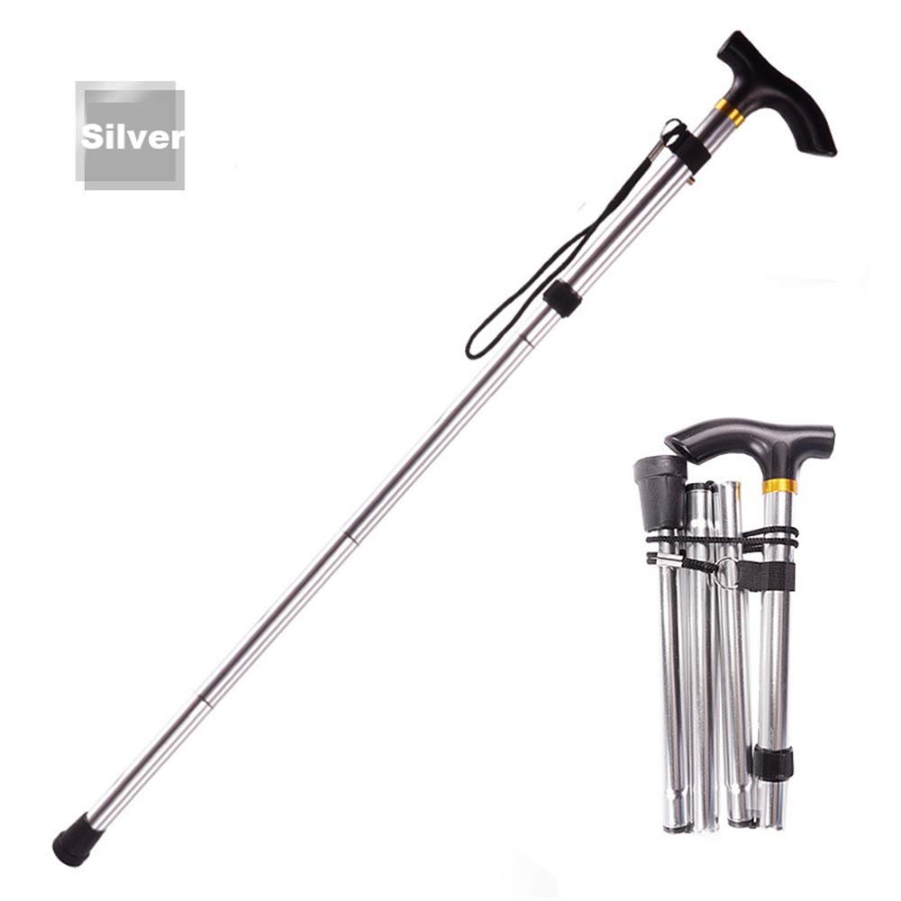 Portable Easy Walking Cane, Balancing Mobility Aid for Elderly Teleswalking Stick Adjustable Aluminum Alloy Trekking Stick for Men and Women/Si
