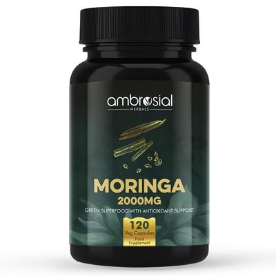 Ambrosial Moringa Capsules 2000 mg High Strength | 4 Months Supply Premium Moringa Leaf Extract 10:1 Concentrate Natural Plant-Based Herbal Supplement for Daily Wellness Support 120 Capsules