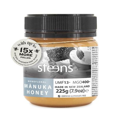 Steens Manuka Honey - MGO 400+ - Pure & Raw 100% Certified UMF 13+ Manuka Honey - Bottled and Sealed in New Zealand - 225g