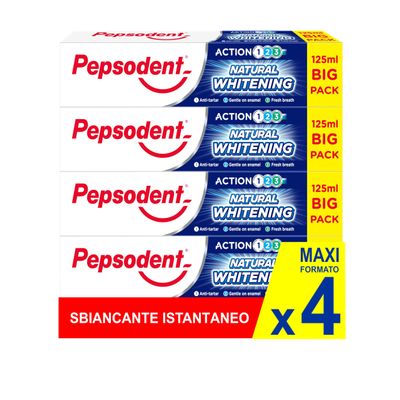 Pepsodent Toothpaste 125 ml Natural Whitening | Anti-Tartar | Big Pack (4 x 125 ml Pack)