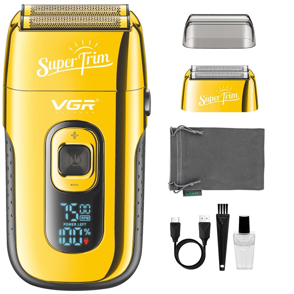 VGR Electric Foil Shaver for Men - 7500 RPM - Pop-up Trimmer - Cordless Razor Shaving Machine for Face, Beard, Neck, Bald Head, Skin Fade - Rechargeable USB 150 Min Battery - Close Clean Shave
