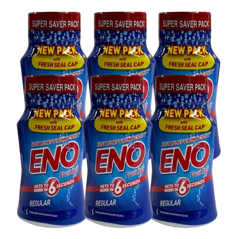 Fruit Salt Regular 100g Instant Energy Packs ENOFast Relief (E N O - Pack of 6)