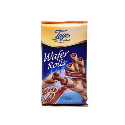Tago Wafer Rolls from Serendib | Crispy wafer rolls with flavoured Cream Filling (150g) | (30 Packets, Cocoa Filling)