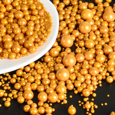 OSDUE Gold Pearl Sprinkles, 85g Edible Pearl Sprinkles for Cake Decorating, Sugar Balls Cupcake Topper Decorations for Birthday Wedding Christmas Party Supplies