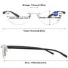 ABETOS Ladies Rimless Half Moon Reading Glasses Blue Light Blocking Fashion Cute Print Pattern Frameless Half Readers for Women Anti Eyestrain, Black+2.5 view 2