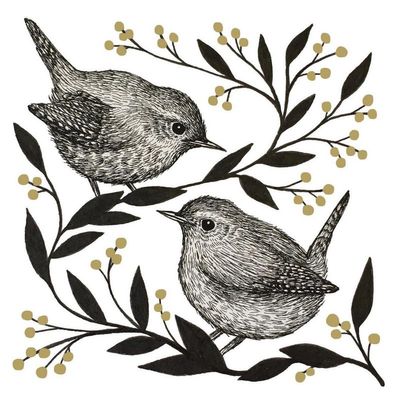 20 Napkins Animals Nightingale on Branches as Table Decoration Paper Napkins with Motif Also for Decoupage and Decoupage 33 x 33 cm