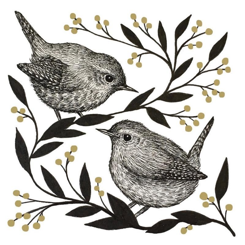 20 Napkins Animals Nightingale on Branches as Table Decoration Paper Napkins with Motif Also for Decoupage and Decoupage 33 x 33 cm