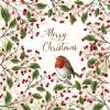 20 Napkins Christmas Bird with Berries Around Merry Christmas as Table Decoration Paper Napkins with Motif Also for Decoupage and Decoupage 33 x 33 cm view 1