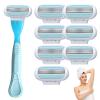 8 Pcs Women's Razor Blades Refills With blue handle, Compatible with Gillette Venus Smooth Razor, 3 Layer Blade & Pivoting Head, Washable Easy to Replace Deliver an Extra Smooth Shave that Lasts view 1