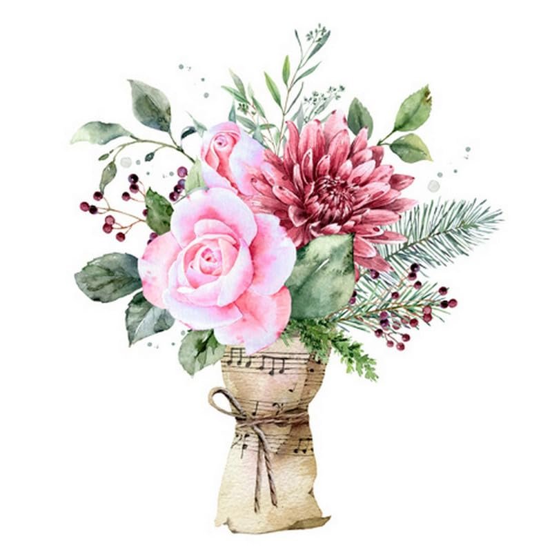 20 Napkins Winter Natural Winter Bouquet Table Decoration Paper Napkins with Motif Also for Decoupage and Decoupage 33 x 33 cm