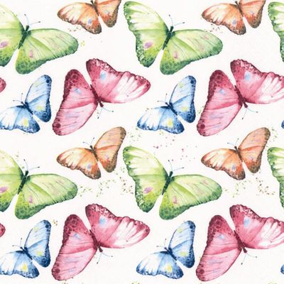 20 Napkins Animals Everywhere Coloured Butterflies as Table Decoration Paper Napkins with Motif Also for Decoupage and Decoupage 33 x 33 cm