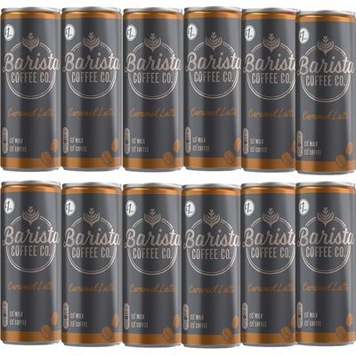 12 x Baristta Coffee Co. Caramel Latte 250ml - Sterilised milk drink with coffee extract and caramel flavour.