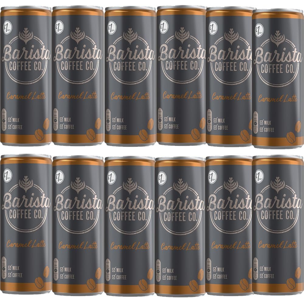 12 x Baristta Coffee Co. Caramel Latte 250ml - Sterilised milk drink with coffee extract and caramel flavour.