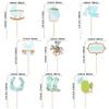 Ephlyn 36Pcs A little Cowboy is On The Way Cupcake Toppers Cowboy Riding Horseshoe Cowgirl Hats Western Theme Happy Birthday Baby Shower Party Cake Decorations Supplies Blue view 2