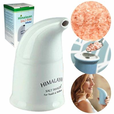 Himalayan Salt Pipe Inhaler, Ceramic with 100% Pure Himalayan Salt, Salt Crystal Allergy and Breathing Difficulties Relief Therapy Inhalators (1)