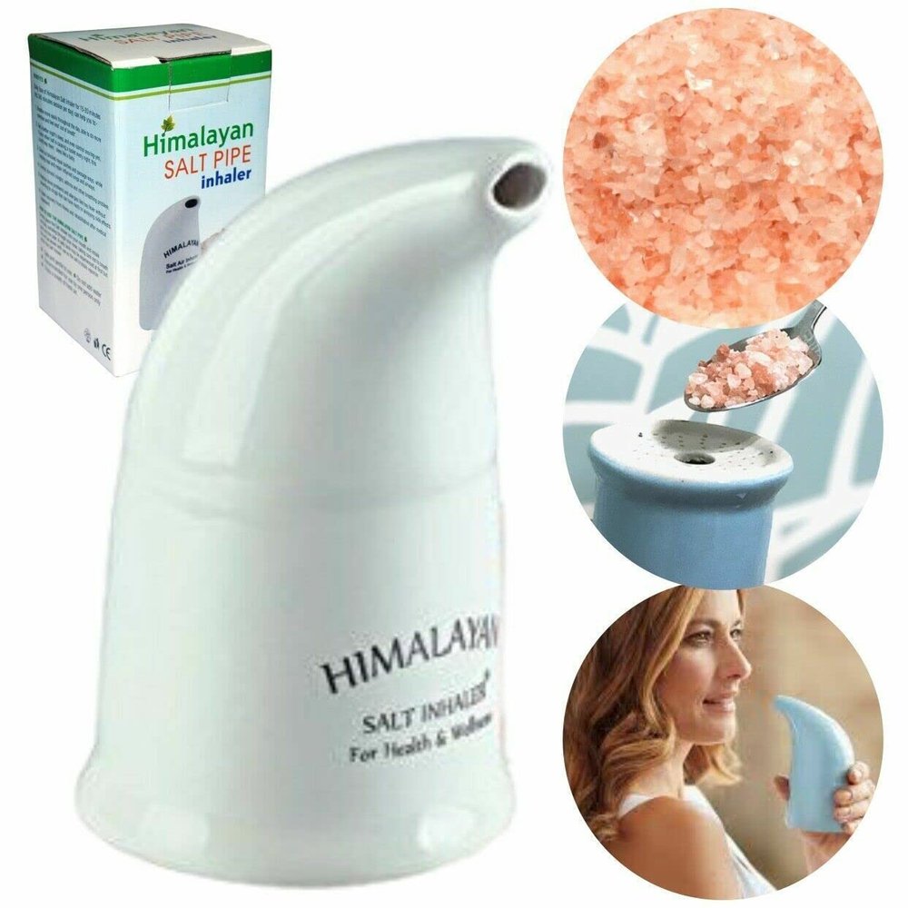 Himalayan Salt Pipe Inhaler, Ceramic with 100% Pure Himalayan Salt, Salt Crystal Allergy and Breathing Difficulties Relief Therapy Inhalators (1)