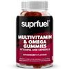 Suprfuel Multivitamin & Omega Gummies-60 Strawberry Flavour Multivitamin and Biotin Gummies-Vegan, Daily Supplement with Omega3, Vitamins A, C, D, E & Biotin-Supports Immune Health, Bones, Hair & Skin view 1