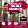 Suprfuel Multivitamin & Omega Gummies-60 Strawberry Flavour Multivitamin and Biotin Gummies-Vegan, Daily Supplement with Omega3, Vitamins A, C, D, E & Biotin-Supports Immune Health, Bones, Hair & Skin view 2