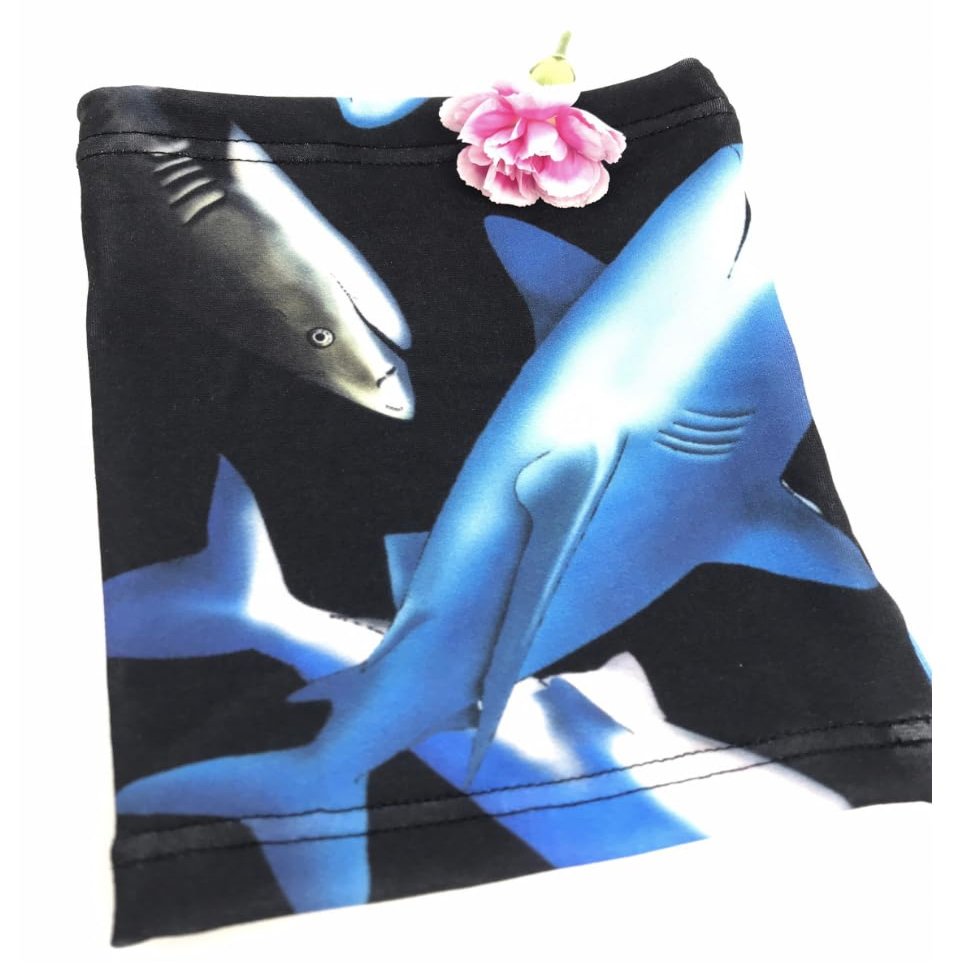 7.5" - 8" Long approx 4-Way Stretch Lycra Short Picc Line Arm SLEEVE Cover for Chemo, Diabetes Freestyle Libre, Lymes Disease (Sharks (each one different))