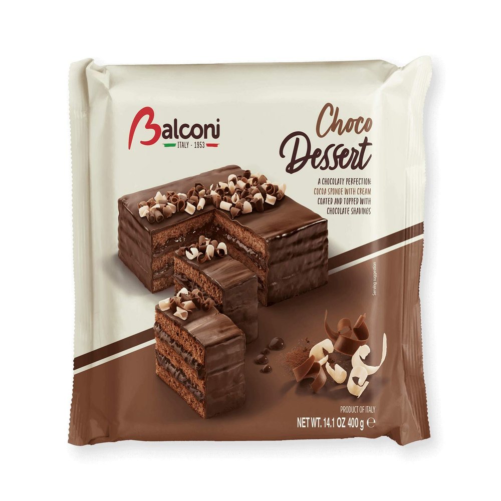 Balconi Cakes (400g) - Premium Quality Italian dessert cake (GMO-Free, Preservative-Free, No Artificial Colors) | (6 Packets, CHOCO DESSERT)