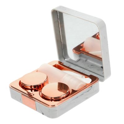 FRCOLOR Marble Travel Cases Portable Decorative Lens Storage Box Mirror Contact Removal Tool for Women Girls