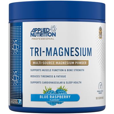 Applied Nutrition Tri-Magnesium Powder 3 in 1 - Magnesium Glycinate Supplements for Bone, Muscle, Nervous System Sleep Health - 300 mg per Serving (200g - 50 Servings) (Blue Raspberry)